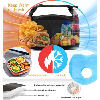 Stainless Steel Snack Box Container with Ice Pack & Lunch Bag for Man & Women - Bento Lunch Box Kit for School,office,Work,Travel,Camping, Reusable Lunch Meal Prep Containers Compartment Leak-Proof