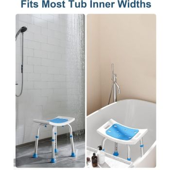 Shower Chair for Inside Shower, 400 lbs Adjustable Shower Stool with Suction Feet, Shower Seat for Inside Tub Bathroom Bench Bath Chair for Elderly and Disabled - Light Blue