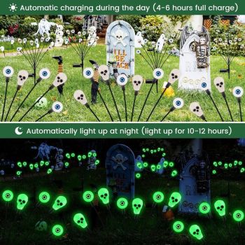 Halloween Decorations Outdoor, Scary Eyeball Lights,4PACKS 32LED,IP65 Waterproof,Halloween Decor for Garden/Yard/Patio/Lawn/Pathway(Green)