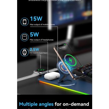 Wireless Charging Mouse Pad 15W RGB Gaming Mousepad Waterproof Desk Mat with Phone Holder 35.4''x11.8'' Extra Large Desk Pad Non-Slip Base Computer Keyboard Mat for PC Laptop, Black