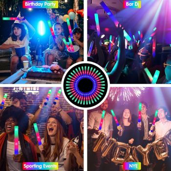 16PCS Foam Glow Sticks, Foam Light Up Sticks with 3 Modes Colorful Flashing, Glow Stick Bulk Party Pack, Glow in Dark Party Supplies, LED Foam Sticks Bulk for Wedding, Raves, Concert, Halloween