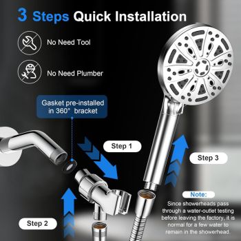 Filtered Shower Head with Handheld, High Pressure 8 Spray Showerhead with Filters & Upgraded Detachable Shower Head, Water Softener Filters Beads for Hard Water -Remove Chlorine