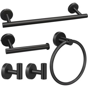 10pcs Bathroom Hardware Set, Including 16" Hand Towel Bars, Toilet Paper Holders, Towel Rings, Robe Towel Hooks