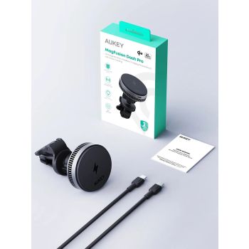Aukey MagFusion Dash Pro Qi2 Magnetic Fast Wireless Charging Phone Mount with Active Cooling (HD-MC13A)