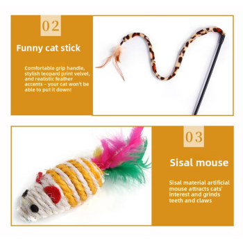 pet products Super Set (21 Pcs) - Cat Tunnel, Teaser, Mice, Jingle Balls, & Pom Poms. (Note: accessory colors are shipped randomly).