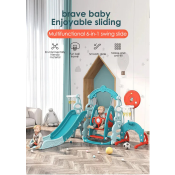 Kids Slide Swing Set Outdoor Toys Playground Activity Basketball Hoop