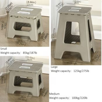 Gray folding step stool, compact stool, non-slip step stool, heavy-duty stool, home accessory, reaching stool, portable stool, sturdy stool, small space stool, Australian home