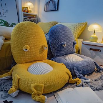 Octopus Cushion Floor Cushion Novelty Seating Plush Floor Cushion Kids Room - Yellow - Size M