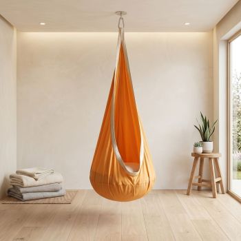 hanging hammock chair, indoor hammock chair, outdoor hammock chair, inflatable pillow, pocket, relaxation, playtime, Christmas gift, Halloween gift, lounge chair - Blue - Size 160-70cm