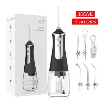 portable electric water flosser, USB charged oral irrigator, oral care Australia, dental hygiene, travel water flosser, adjustable pressure, water flosser with multiple nozzles, gum health, teeth cleaning, personal oral care - Pink - Size set