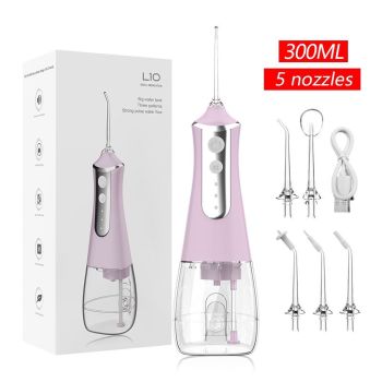 portable electric water flosser, USB charged oral irrigator, oral care Australia, dental hygiene, travel water flosser, adjustable pressure, water flosser with multiple nozzles, gum health, teeth cleaning, personal oral care - White - Size set