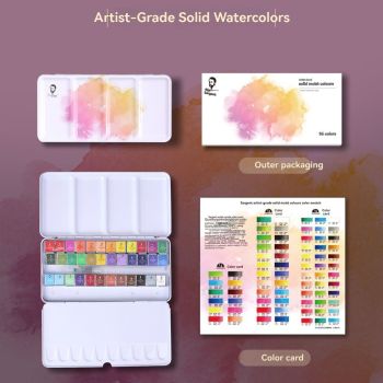 Pearlescent Watercolor Solid Paint Set Art Supplies Watercolor Paints Luminous - Multi-color - Size Sargent48