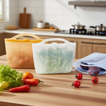 food-grade silicone, sealing strips, leak-proof, airtight seal, silicone lid covers, reusable food storage, Australian kitchen, dishwasher safe, non-toxic, temperature resistant, fridge organisation, travel storage, office lunchbox - Green - Size 1200ml-4