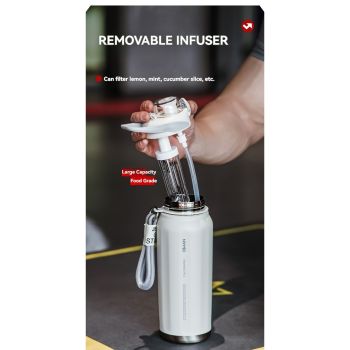 316 Stainless Steel Water Bottle Outdoor Insulated Bottle Sports Straw Bottle - Black - Size 1000ml