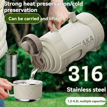 316 Stainless Steel Thermos Large Capacity Thermos Portable Thermos Flask - White - Size 4000ml