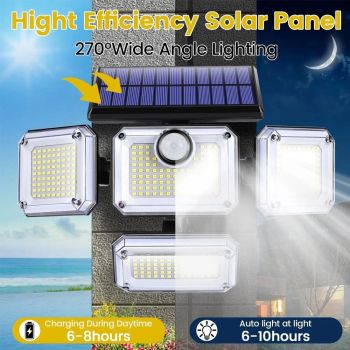 solar outdoor light, motion sensor wall light, waterproof led light, rotatable solar panel, Australian outdoor lighting, energy saving garden light, dusk to dawn light - White light - Size 4PCS
