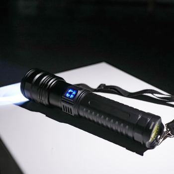 rechargeable LED flashlight, 6000mAh flashlight, 5 mode flashlight, COB tail light, camping flashlight Australia, outdoor emergency light, fishing light, Type-C flashlight, long-range LED torch - Black - Size 6000mAh