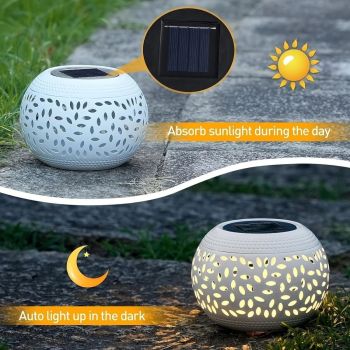 solar table lamp, outdoor metal lamp, IP65 lamp, ambient projection light, garden night light, bedroom decor lamp, party lighting, Australian outdoor decor - White - Size 2PCS