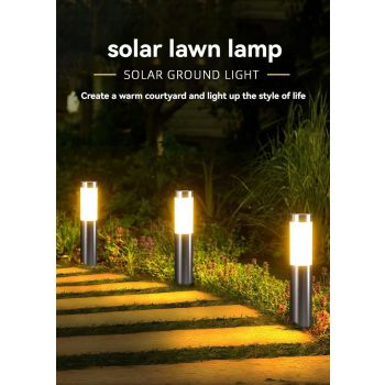 Solar Lawn Lights Stainless Steel Outdoor Lights 3-LED Garden Lights Waterproof - Black with white light - Size 1PCS