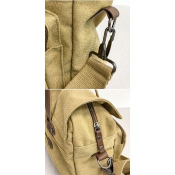Vintage Canvas Travel Bag Shoulder Bag Multiple Pockets Durable Travel Bag - Green - Size Regular