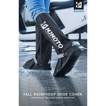 waterproof rain boot covers, non-slip boot covers, thickened boot covers, high-tube rain boot covers, camping rain gear, rainy day footwear, outdoor rain protection - Black - Size XL