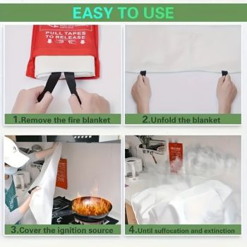 Fire Blanket Camping Safety Fire Resistant Blanket Camping Gear Australia Home - White - Size 3pcs-1M-1M