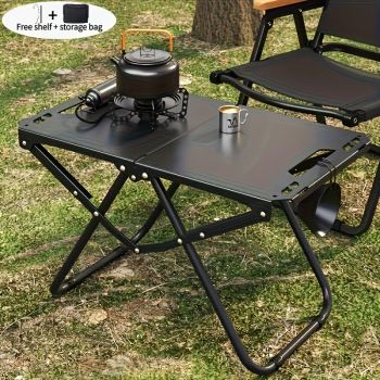 folding camping table, camping furniture, outdoor table, portable table, camping gear, Australian outdoors, picnic table, beach table, compact table, sturdy table-black