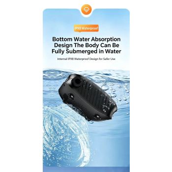 Portable Shower Head 8000mAh Battery Multi-Functional Shower Indoor Outdoor Use - Black - Size 8000amh