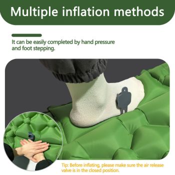 Camping Inflatable Mattress Breathable Camping Mattress Nylon Fabric Inflatable - Blue - Size 190cm