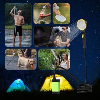 Portable Outdoor Shower Self-Priming Shower Rechargeable Shower Pump Camping - Black - Size 6000amh