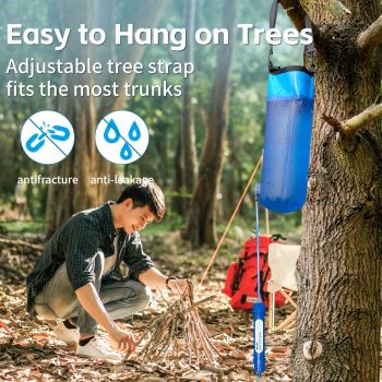 Blue portable shower bag, camping shower, TPU shower bag, hanging outdoor shower, 6L shower bag, lightweight shower, Australia camping gear, beach shower, hiking shower, outdoor hygiene