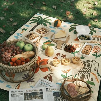Outdoor Camping Quilted Picnic Mat – Three-Layer Design, Portable & Stylish