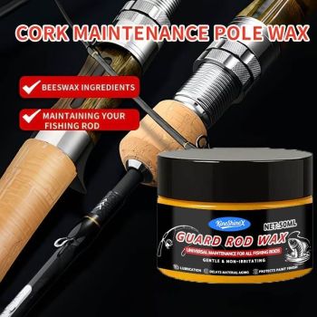 fishing rod guard wax, fishing rod maintenance, beeswax oil for fishing rods, sea rod maintenance, lure rod maintenance, rod protection, antioxidant rod wax, crack-resistant rod wax, corrosion-resistant rod wax, fishing gear care Australia - Yellow - Size