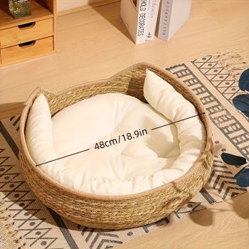 round woven cat bed, cat bed Australia, woven cat bed, cat furniture, cat resting place, cat comfort bed, pet bed Australia, small pet bed, cat sleeping bed, natural cat bed
