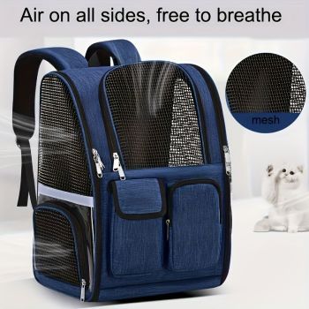 Dog Carrier Backpack Pet Transport Bag Travel Accessory For Dogs Dog Supplies - Blue - Size routine