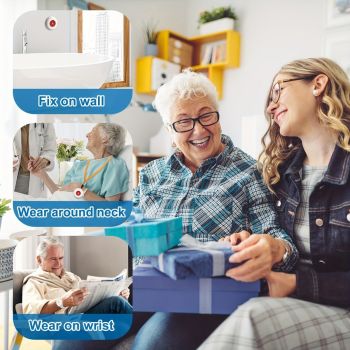 elderly emergency button, SOS medical alarm, wireless emergency system, remote notification, one-click call, senior safety device, care alert button, fall detection alternative, GPS medical alert, personal emergency response system - White - Size 2PCS