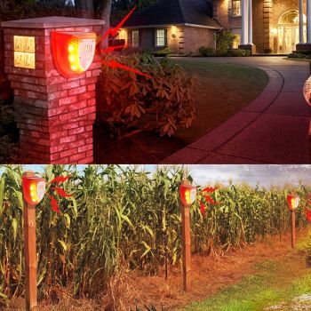 solar animal repellent, solar powered animal deterrent, dog barking sound repellent, gun shot sound repellent, wild boar repellent Australia, pest control for garden, farm animal deterrent, solar pest repeller - Red - Size 感应款