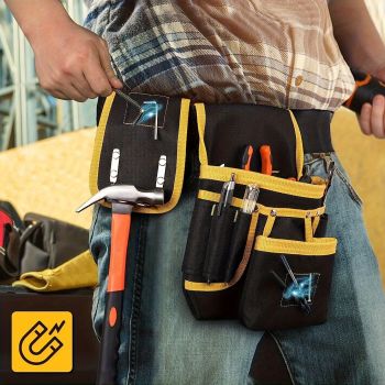 Black Yellow tool belt, industrial tools, work safety equipment, multiple pockets, durable tool belt, Australia