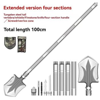 multifunctional military shovel, outdoor folding shovel, survival gear, heavy-duty spade, camping tool, hiking shovel, Australian outdoor gear, detachable shovel, emergency tool - Silver - Size 112CM
