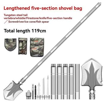 multifunctional military shovel, outdoor folding shovel, survival gear, heavy-duty spade, camping tool, hiking shovel, Australian outdoor gear, detachable shovel, emergency tool - Silver - Size 96CM