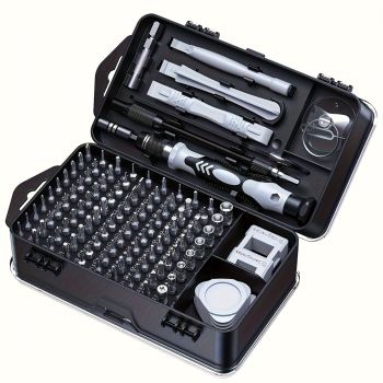 Black precision screwdriver set, drill bit set, DIY tools, professional tools, high-quality tools, electronics repair kit, compact tool set, durable screwdriver bits