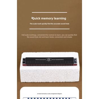 Black 28-hole harmonica, double-row harmonica, professional harmonica, diatonic harmonica, music accessory, harmonica for beginners, harmonica for professionals, Australian music store
