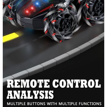 2.4G remote control car, electric stunt car, drifting car, spray function, kids toy car, double-sided stunt car, watch remote control, outdoor RC toy, rechargeable toy car - Red - Size Dual-control
