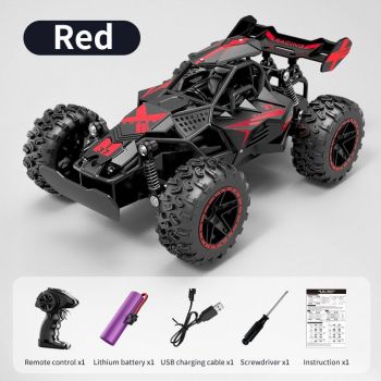 2.4G remote control car, high-speed off-road car, remote control toy for kids, four-wheel drive car, RC car with lights, outdoor toy Australia, gift for kids - Turquoise - Size Dual-batteries
