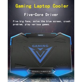 Laptop Cooling Pad Five-Core Cooling Foldable Stand Adjustable Stand Laptop - Blue - Size Universal