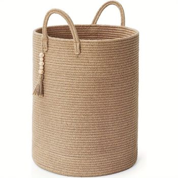 Brown Gray round rope laundry basket, tassel laundry basket, high quality laundry basket, bohemian laundry basket, stylish laundry basket, boho rope basket, large laundry hamper, Australian home decor
