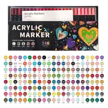 Double-Headed Acrylic Markers Art Marker Set Sketch Pens Permanent Markers - Multi-color - Size 168 colors