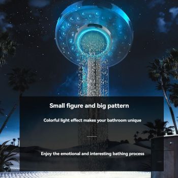 LED Shower Head Battery-Free Shower Head Glowing Shower Head Air Injection - Silver - Size Seven - color variable light