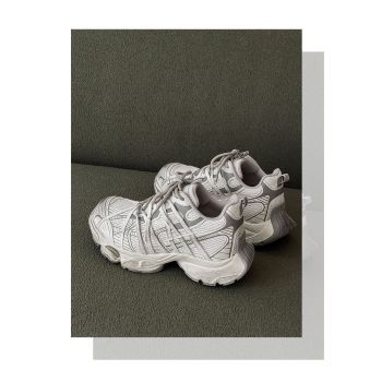 Chunky Sneakers Dad Shoes Thick Sole Sneakers High Street Sneakers Platform - Silver - Size 7(AU7/EU40)