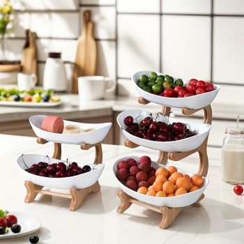 **Nordic-Style Two-Tier Extendable Fruit Tray | Creative Living Room Snack Stand, Adjustable Height, Anti-Slip Expandable Display Tray**(Green)